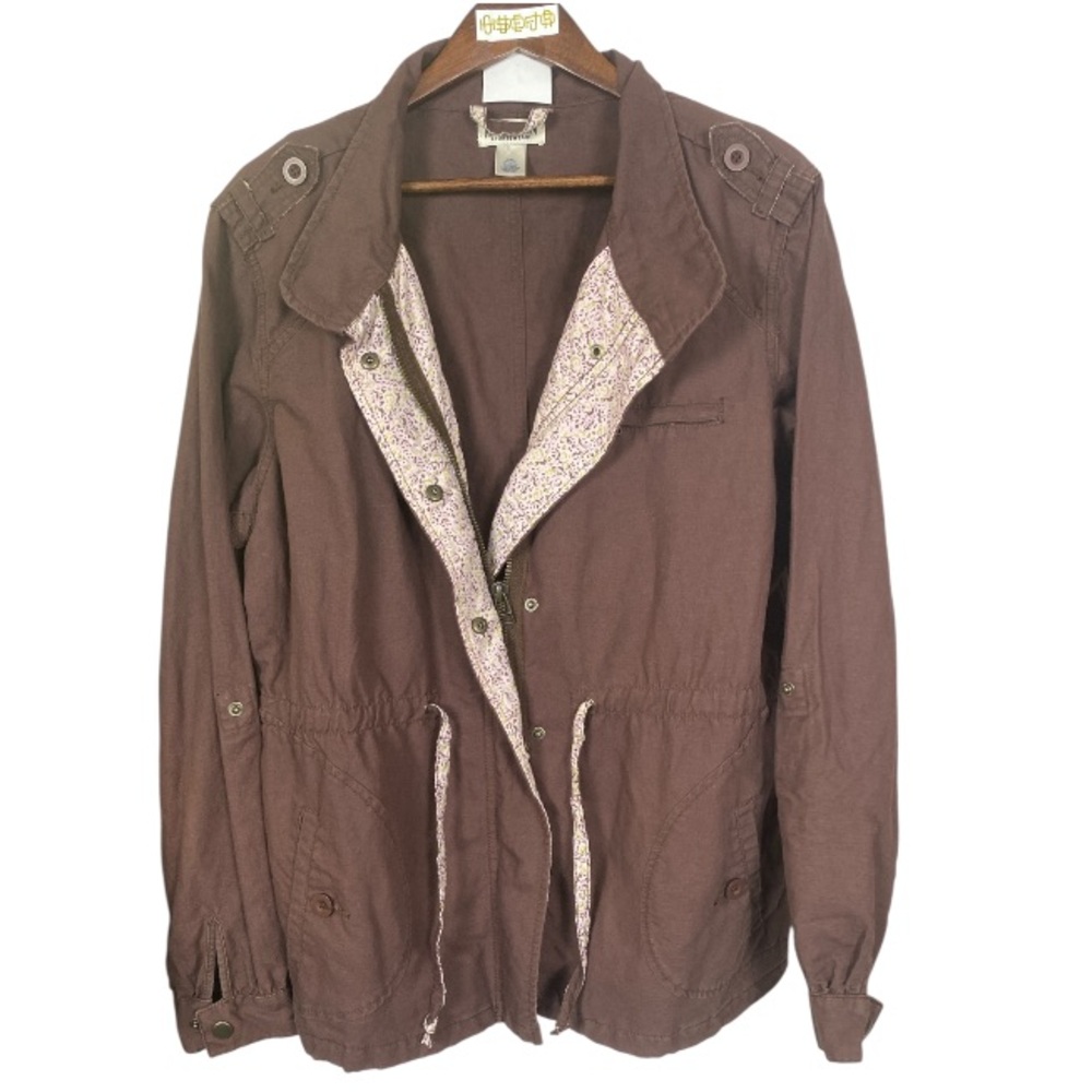 MAGELLAN Brown Utility Jacket with Floral Lining / Wms XXL